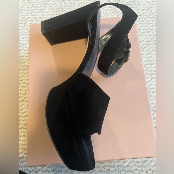 Stuart Weitzman platform shoes black suede size 8.5 used! - Picture 7 of 11
